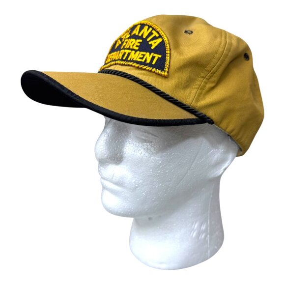 Atlanta Fire Department Vintage Baseball Cap Large Rope Rim Mustard Yellow - Picture 2 of 8